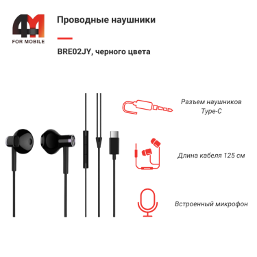 Xiaomi Наушники вкладыши BRE02JY, Type-C, черный