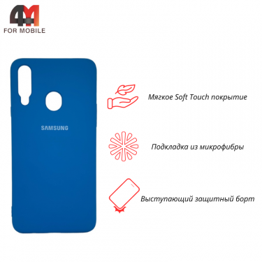 Чехол для Samsung A20s Silicone Case, синего цвета