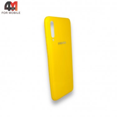 Чехол для Samsung A50/A30s/A50s силиконовый, глянцевый с логотипом, желтого цвета