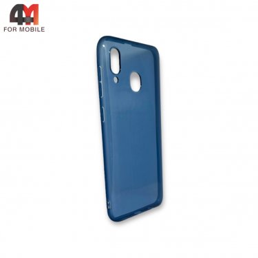Чехол для Samsung A20/A30 силиконовый, глянцевый, прозрачный синего цвета
