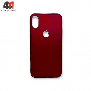 Чехол Iphone X/Xs пластик, матовый, красного цвета