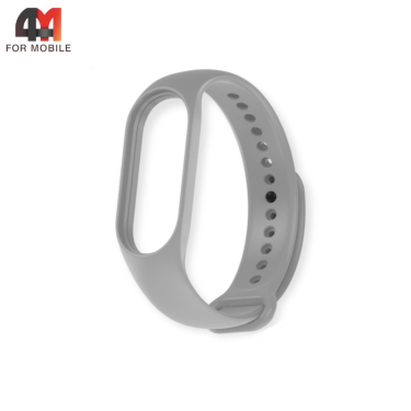 Сменный браслет для Xiaomi Mi Band 3/4 силиконовый, светло-серый