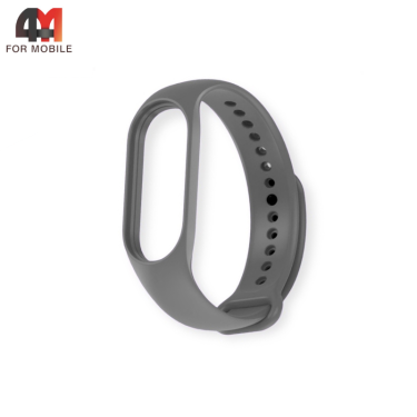 Сменный браслет для Xiaomi Mi Band 3/4 силиконовый, темно-серый