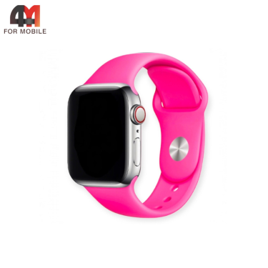 Сменный браслет для Apple Watch 38/40/41/42 (10 серия) Mm силиконовый, ярко-розовый