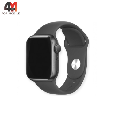 Сменный браслет для Apple Watch 38/40/41/42 (10 серия) Mm силиконовый, темно-серый