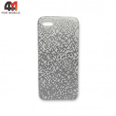 Чехол Iphone 5/5S/SE пластиковый, мозаика, серебристого цвета