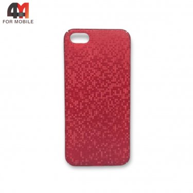 Чехол Iphone 5/5S/SE пластиковый, мозаика, красного цвета