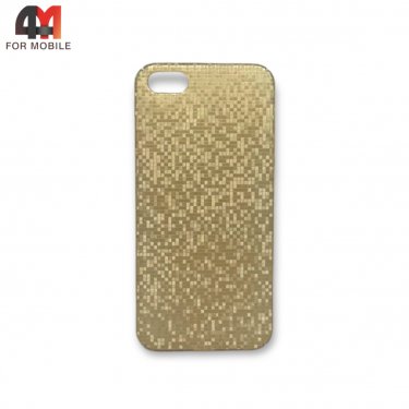 Чехол Iphone 5/5S/SE пластиковый, мозаика, золотого цвета