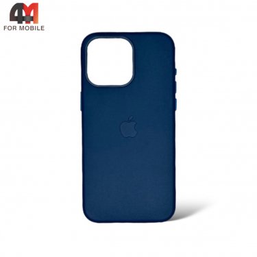 Чехол Iphone 15 пластиковый, Leather Case + MagSafe, Pacific blue