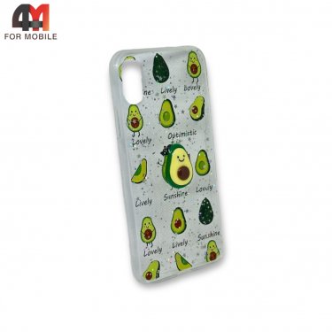 Чехол Iphone X/Xs силиконовый с рисунком, Lively Avocado