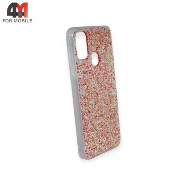 Чехол Samsung M21/M30S силиконовый, глиттер, красного цвета
