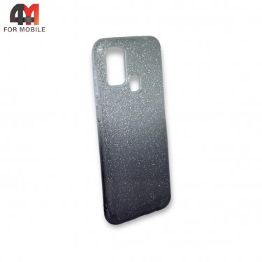 Чехол Samsung M21/M30S силиконовый, блестящий с переходом, черного цвета