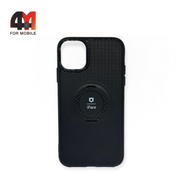 Чехол Iphone 11 силиконовый с кольцом, черного цвета, iFace