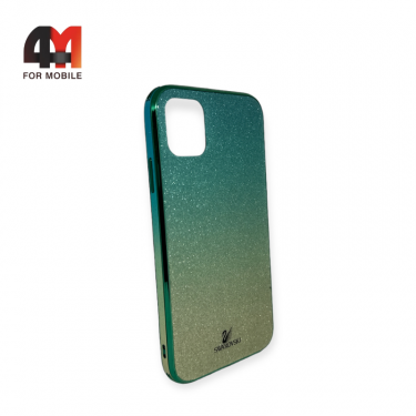 Чехол Iphone 11 пластиковый, блестящий Сваровски, зеленого цвета