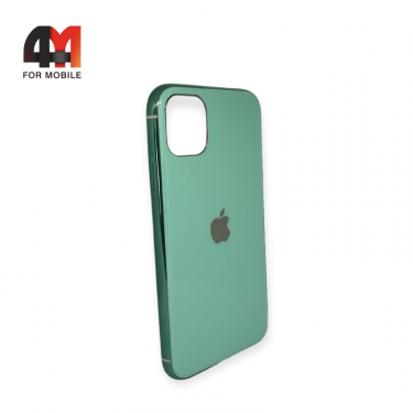 Чехол Iphone 11 Pro силиконовый, матовый с логотипом, мятного цвета, Hicool
