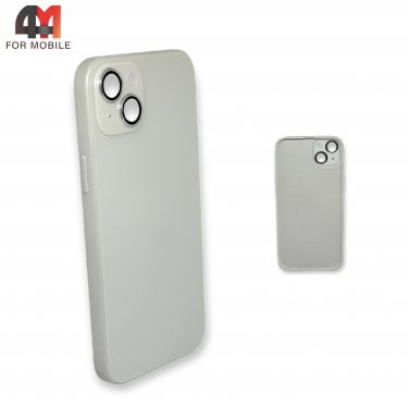 Чехол Iphone 14 Plus пластиковый, стеклянный, белого цвета