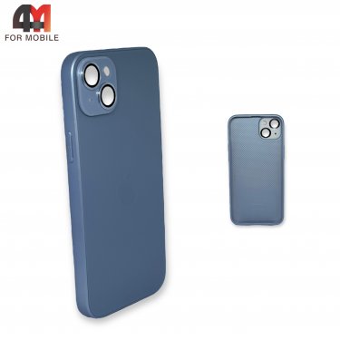 Чехол Iphone 14 Plus пластиковый, стеклянный, голубого цвета