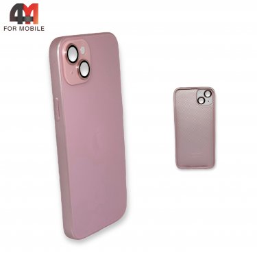 Чехол Iphone 14 Plus пластиковый, стеклянный, розового цвета