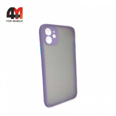 Чехол Iphone 11 пластиковый с усиленной рамкой, лавандового цвета