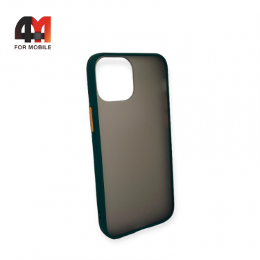 Чехол Iphone 13 Mini пластиковый с усиленной рамкой, темно-зеленого цвета