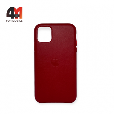 Чехол Iphone 11 пластиковый, Leather Case, Red