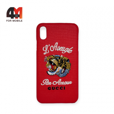 Чехол Iphone Xs Max пластиковый, красного цвета, Gucci