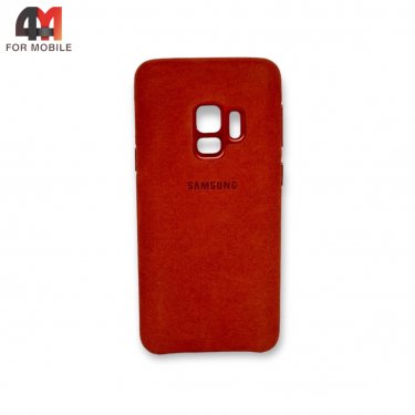 Чехол для Samsung S9 пластиковый, Alcantara, оранжевого цвета