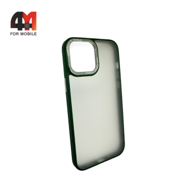 Чехол Iphone 13 пластиковый с усиленной рамкой, зеленого цвета, New Case