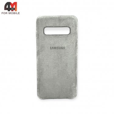 Чехол для Samsung S10e/S10 Lite пластиковый, Alcantara, белого цвета