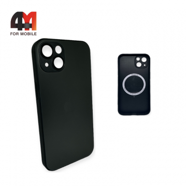 Чехол Iphone 14 Plus пластиковый, Glass Case + MagSafe, черного цвета