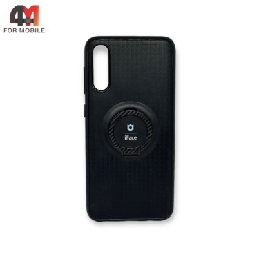 Чехол для Samsung A50/A30s/A50s силиконовый с кольцом, черного цвета, iFace