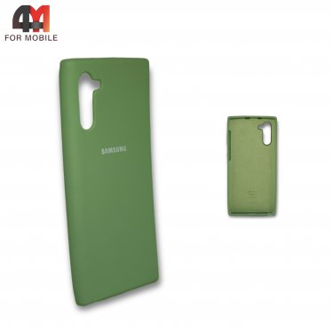 Чехол Samsung Note 10 силиконовый, Silicone Case, оливкового цвета