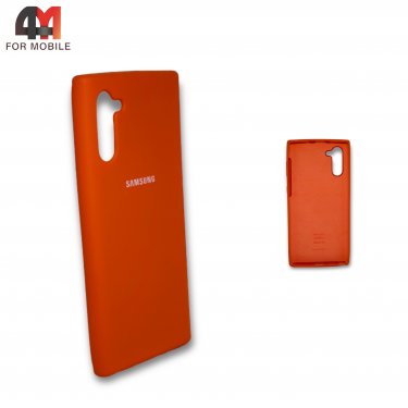 Чехол Samsung Note 10 силиконовый, Silicone Case, оранжевого цвета