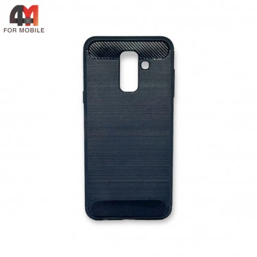 Чехол для Samsung A6 Plus 2018/J8 2018 силиконовый, усиленный, синего цвета, Case