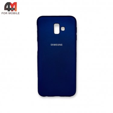 Чехол для Samsung J6 Plus 2018/J610 силиконовый, матовый с логотипом, синего цвета