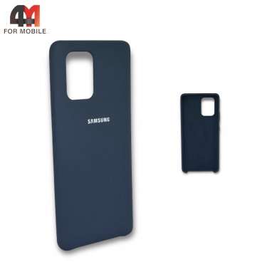 Чехол для Samsung S10 Lite/A91/M80s силиконовый, Silicone Case, темно-синего цвета