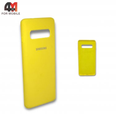 Чехол для Samsung S10 силиконовый, Silicone Case, желтого цвета