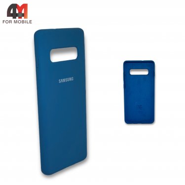 Чехол для Samsung S10 Plus силиконовый, Silicone Case, синего цвета