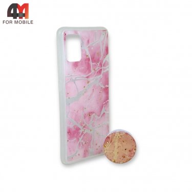 Чехол для Samsung A51 силиконовый с попсокетом, розового цвета
