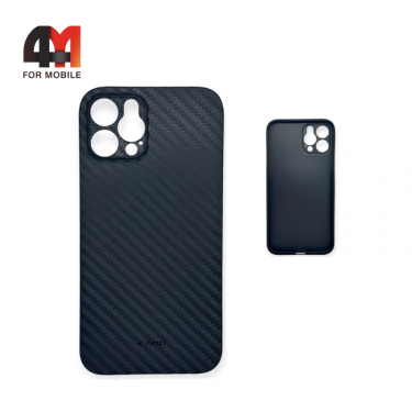 Чехол Iphone 12 Pro пластиковый, карбон, черного цвета, K-DOO