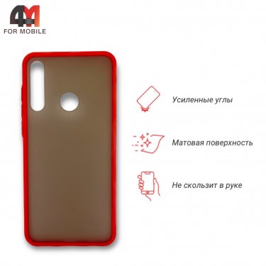 Чехол для Huawei Y6P пластиковый с усиленной рамкой, красного цвета, Case