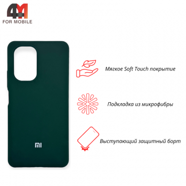 Чехол для Xiaomi Poco F3/F3 Pro/Redmi K40/K40 Pro/K40 Pro Plus Silicone Case, темно-зеленого цвета