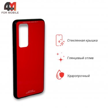 Чехол для Huawei P40 пластиковый, стеклянный, красного цвета, Case