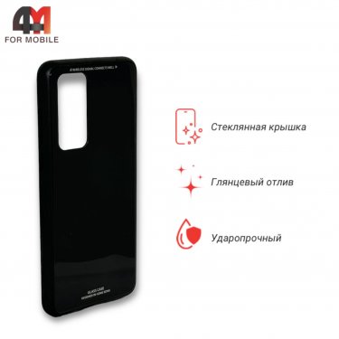 Чехол для Huawei P40 пластиковый, стеклянный, черного цвета, Case