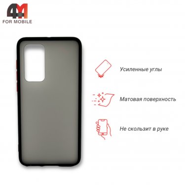 Чехол для Huawei P40 пластиковый с усиленной рамкой, черного цвета, Case