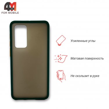 Чехол для Huawei P40 пластиковый с усиленной рамкой, темно-зеленого цвета, Case