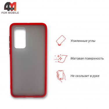 Чехол для Huawei P40 пластиковый с усиленной рамкой, красного цвета, Case