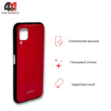 Чехол для Huawei P40 Lite/Nova 6Se/Nova 7i пластиковый, стеклянный, красного цвета, Case