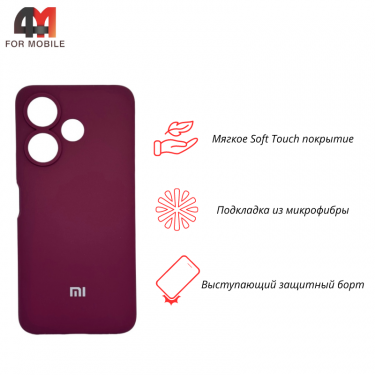 Чехол для Xiaomi Poco M6 4G/Redmi 13 4G Silicone Case, цвет марсала