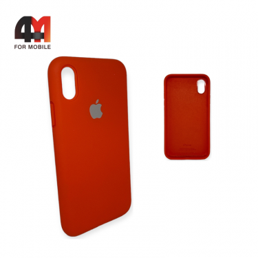 Чехол Iphone Xs Max Silicone Case с закрытым низом, оранжевого цвета